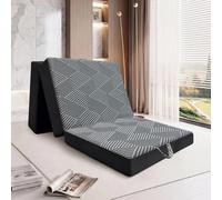 Comtrihion Memory Foam Tri Folding Mattress Twin Size - Tri-fold Mattress, Handle & Non-Slip Bottom, Portable Foldable Sofa Bed Floor Chair for Travel RV Camping Guest Yoga - 4 Inch, 75" 38"x4"