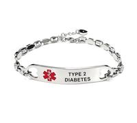 COMTRUDE Medical Alert ID Bracelet for Women, Emergency Health Medic Alert Stainless Steel Adjustable Chain Cubic Zirconia Personalized Medical Jewelry for Blood Thinners Bracelet, M, Metal, no