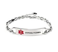 COMTRUDE Medical Alert ID Bracelet for Women, Emergency Health Medic Alert Stainless Steel Adjustable Chain Cubic Zirconia Personalized Medical Jewelry for Blood Thinners Bracelet, M, Metal, no