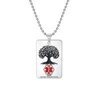 COMTRUDE Medical Alert Necklace Square Pendant Tree of Life ID Emergency Medical First Aid Fashion Necklace Stainless Steel Tag Customization for Women and Men, 60cm, Stainless Steel, No Gemstone
