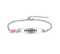COMTRUDE Medical Bracelet Alert ID Red Universal Women and Men Adjustable Personalized Bracelet Fashion chain, 17cm, Stainless Steel, no gemstone