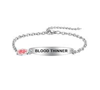 COMTRUDE Medical Bracelet Alert ID Red Universal Women and Men Adjustable Personalized Bracelet Fashion chain, 17cm, Stainless Steel, no gemstone