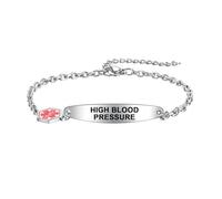 COMTRUDE Medical Bracelet Alert ID Red Universal Women and Men Adjustable Personalized Bracelet Fashion chain, 17cm, Stainless Steel, no gemstone