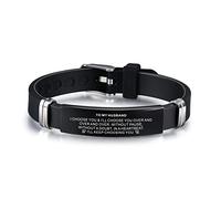 COMTRUDE To My Husband Bracelets Gifts for Husband, Stainless Steel Leather Inspirational Wristband Bracelets Gift for Husband From Wife, One Size, Leather, no gemstone