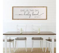 comurdyo Dining Room Wall Decor Give Us This Day Our Daily Bread Sign 32"x12" Religious Catholic Praye Matthew 6:11 Bible Verse Quotes Plaque Modern Simple Kitchen Dining Room Wall Hanging (Wood)