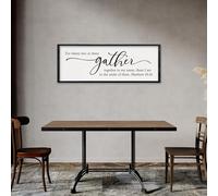 comurdyo For Where Two Or Three Gather Sign 32X12 Inch Dining Room kitchen Wall Decor Bible Verse Scripture Matthew 18:20 Large Wooden Framed Hanging Art (Black)