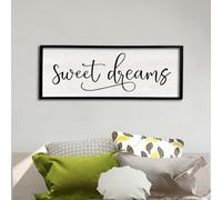 comurdyo Sweet Dreams Wall Decor Above Bed Sign 40" x 15" Master Bedroom Wooden Antique Framed Large Rustic Farmhouse Guest Room Beautiful Simple Hanging Plaque Over Bed Wall Art (Black)