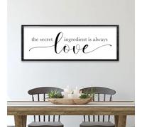 comurdyo The Secret Ingredient Is Always Love Sign Wall Decor 32"×12" Kitchen for Dining Room Large Wood Framed Hanging Wall Art (Black)