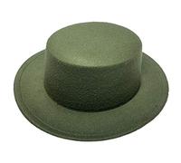 COMVIP Classic Unisex Wool Blend Fedora Hat Brim Flat Top Cloche Church Derby Cap Trilby Cosplay Green