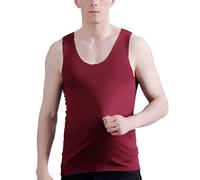 COMVIP Men Seamless Crewneck Slim Elastic Undershirt Sport Tanks Burgundy XL