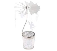 COMVIP Rotating Spinning Carousel Tea Light Candle Holder with Star Cup Decoration A: Silver Angel