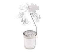 COMVIP Rotating Spinning Carousel Tea Light Candle Holder with Star Cup Decoration K: Silver Boy & Girl