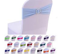 COMVIP Stretch Wedding Banquet Decorations Sashes Bows Elastic Chair Band Sky Blue 10pcs