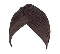 COMVIP Womens Twisted Pleated Stretchable Swim Bathing Turban Cap Coffee