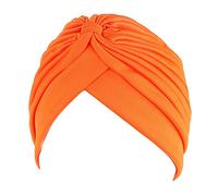 COMVIP Womens Twisted Pleated Stretchable Swim Bathing Turban Cap Orange