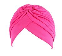 COMVIP Womens Twisted Pleated Stretchable Swim Bathing Turban Cap Rose