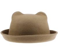 COMVIP Womens Vintage Party Derby Wool Cat Ear Cloche Bowler Hat Cap Camel
