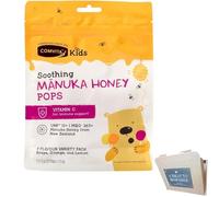 Comvita Kids Manuka Honey Pops 15-Pack | UMF™ 10+ MGO 263+ | Vitamin C Lollipops for Kids | Natural Throat Soothing & Immune Support | Orange, Lemon & Grape Flavours