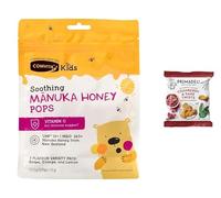 ComvitaKids Soothing Manuka Honey Pops 15-Pack + Primadeli | UMF™ 10+ MGO 263+ | Vitamin C Lollipops for Kids | Natural Throat Soothing & Immune Support | (Pack of 1) From SuperfoodUK