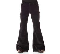 Comycom Men's Corduroy Flared Trousers Star Black 70s Hippie Style - Black Corduroy Trousers for Men, Retro Flared Jeans Cord 70s Style Vintage, black, 30 W/32 L