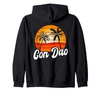 Con Dao Retro Sunset Design Vietnamese Beach Zip Hoodie