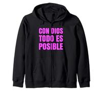 Con Dios Todo Es Posible Bibia Espanol Spanish Rosa Catolica Zip Hoodie
