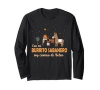 Con mi Burrito sabanero Funny Spanish Feliz Navidad Long Sleeve T-Shirt