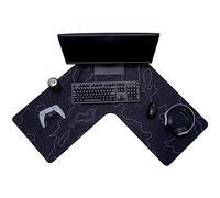 Con-Tact Brand XL Gaming Mouse Pad | Corner Desk Stitched Edges Extended Mousepad | Non-Slip Water Resistant Keyboard Mat | Deskpad for Gamer, Home & Office 36.22" x 15.74in | L Shape (Topo)