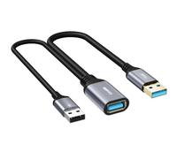 Conable 1FT USB Extension Cable with Extra Power, USB 3.0 to USB Female Splitter Cable, USB 3.0 Male to USB A Female Y Cable, 5Gbps High Speed Data Transfer, Ideal for External Hard Drives