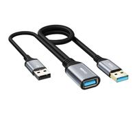 Conable 2FT USB Extension Cable with Extra Power, USB 3.0 to USB Female Splitter Cable, USB 3.0 Male to USB A Female Y Cable, 5Gbps High Speed Data Transfer, Ideal for External Hard Drives
