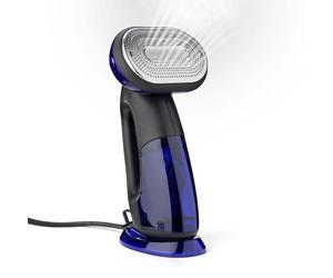 Conair 2-in-1 Handheld Clothes Steamer and Iron, Large 250ml detachable water tank, Rapid 10 second heat up, Garment Steamer, Black/Blue, GS108U, UK PLUG