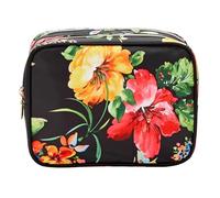 Conair Double Zip Toiletry Travel Bag-Makeup Organizer, Black Floral, 1 Count (Pack of 1)