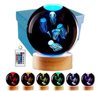 Conalisk 3D Jellyfish Crystal Ball Lamp, Lifelike LED Jellyfish Night Light, 16 Colors Changing Light, Dimmable Remote Control, Desk Lamp