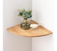 Conamily Corner Shelf, 12inch Solid Oak Wood Floating Corner Shelves Wall Mount Round End Floating Speaker Shelf with Wire Hole for Small Plant Photo Frame for Bedroom Kitchen, Living Room