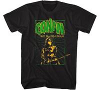 Conan The Barbarian Scratched Movie Poster Schwarzenegger Unisex T-Shirt Printed Tee Graphic Top Men Black Shirt XL