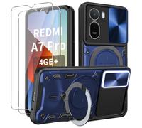 CONAPIKA Mobile Phone Case for Redmi A7 Pro 4G with 2 Screen Protectors, Military Grade Rugged Stand Protective Case TPU Frame + Hard PC Back Shockproof Mobile Phone Case with Metal Stand and Camera