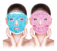 CONBELLA 2PCS Cold Face Eye Masks Ice Face Mask Hot Cold Compress for Dark Circles, Puffiness, Migraines, Headache, Stress, Redness, Cooling Face Masks for Women Man, Skin Care