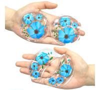 CONBELLA 4PCS Gel Eye Ice Pack Set, Cold & Hot Compress, Reusable Cooling Gel Pads for Strain Relief, Swelling, Dark Circles, Redness, Puffy Eyes, Surgery Recovery (4 Blue flowers)