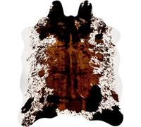 CONBEN Faux Cowhide Rug Large (4.3ft x 5.6ft) - Non-Slip Backing, Cow Print Decor - Fireplace Hearth Rug, Wall Art Farmhouse, Western Floor Rugs for Living Room, Bedroom, Dining Area or Office