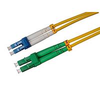 CONBIC LWL Fiber Optic Cable - 0.5m OS2 Yellow, LC/APC to LC/UPC Connector, Duplex 9/125 Patch Cable