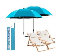 ConBlom 2 PACK Chair Umbrella with Universal Clamp, 360 ° Adjustable UPF50+ Umbrella for Stroller, Patio Chair, Wheelchair, Camping Chair, Golf Carts (Light Blue)