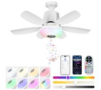 ConBlom 47cm Modern Ceiling Fan Light with 6 Blades, Remote Control RGB Dynamic Lighting + Bluetooth Speaker 3 Speed & Color Temp Settings for Kids Bedroom, Game Room & Party Decor (White)