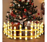 ConBlom 5 Pack Led Christmas Tree Fence, 1.92m Lighted Xmas Tree Fence, IP65 Waterproof, White Plastic Edgings Picket Decorative Fences for Christmas Landscape Patio Yard Path (Warm White)