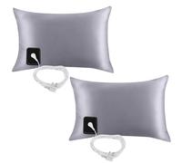 ConBlom Earthing Grounding Pillowcase with 5m UK Plug Cord, Regular UK Size, 90% Cotton Thread, 10% Delicate Silver Thread - Grounding Features for Better Sleep (2, Gray)