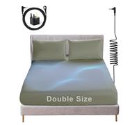 ConBlom Grounding Fitted Sheet with UK Plug, Double Size Earthing Bed Sheets, 5% Silver Fiber & 95% Cotton for Improving Sleep, Better Working and Help with Anxiety (Green, Double-135 x 190cm)
