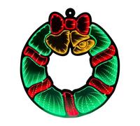 ConBlom Infinity Mirror Tunnel LED Night Light, Tunnel Mirror Neon Sign,USB and Battery Operated,3D Tunnel Lamp Desktop Lamp for Bedroom,Living Room Holidays Party Christmas Decor (Christmas Wreath)