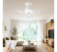 ConBlom LED Mini Ceilling Fan Light E27 Socket One-Button Switch Strong Wind Mute Modern Portable Ceiling Fans for Room Kitchen Office Living Room
