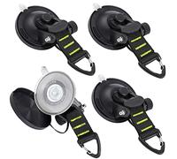 CONBOLA 4 Piece Heavy Duty Suction Cups with Hooks for Outdoors, Upgraded Fluorescent Green, Suction Cup for Car Camping, Camping Tarp Accessory, Strong Power for Canopy, BA