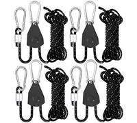 CONBOLA Camping Rope 1/8" Adjustable Rope Hanger & Pulley System with Metal Gear Heavy Duty Ratchet Tie Down Straps Camping Accessories for Tents, Tarps & Kayaks,Durable Paracord Rope for Grow Light.