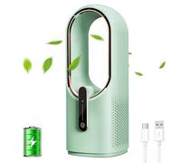 CONBOLA Desk Fan Portable, Battery Operated,Quiet Desktop Fan Bladeless with 3 Cooling Speeds, 11.8 Inch Touch Control Personal Fan for Bedroom, Office, Home, Outdoor (Green)